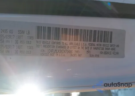 2019 Jeep Cherokee Latitude Plus 4X4 из США, поврежденный, VIN 1C4PJMLX3KD471406